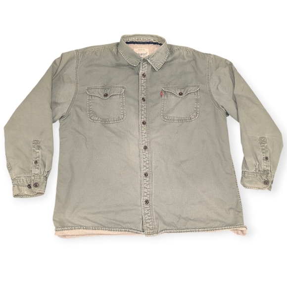 Levi's Sherpa Fleece Lined Insulated Work Shirt Jacket Men's 2XL XXL White Tab - Picture 1 of 6